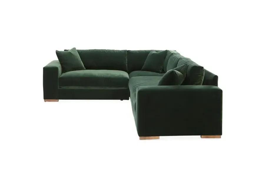 Mandel Velvet LF Sectional - Green