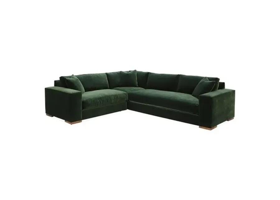 Mandel Velvet LF Sectional - Green