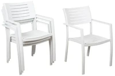 Set of 4 Noordam Outdoor Aluminum Armchairs - White