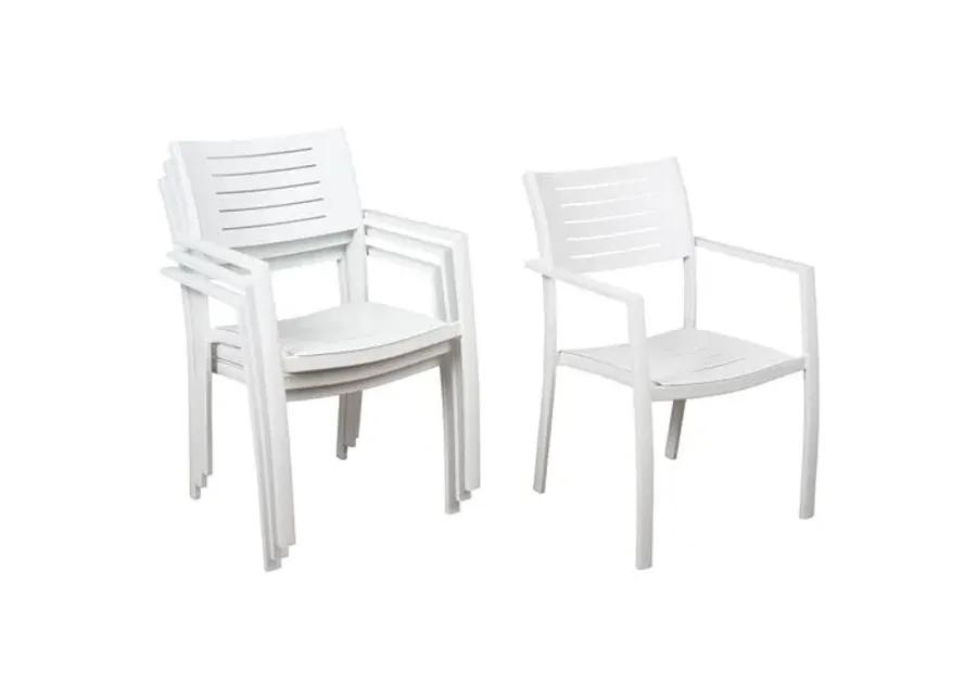 Set of 4 Noordam Outdoor Aluminum Armchairs - White