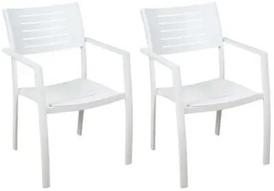 Set of 4 Noordam Outdoor Aluminum Armchairs - White