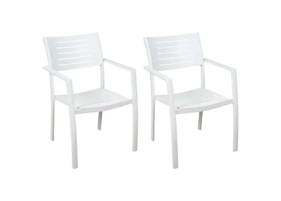 Set of 4 Noordam Outdoor Aluminum Armchairs - White