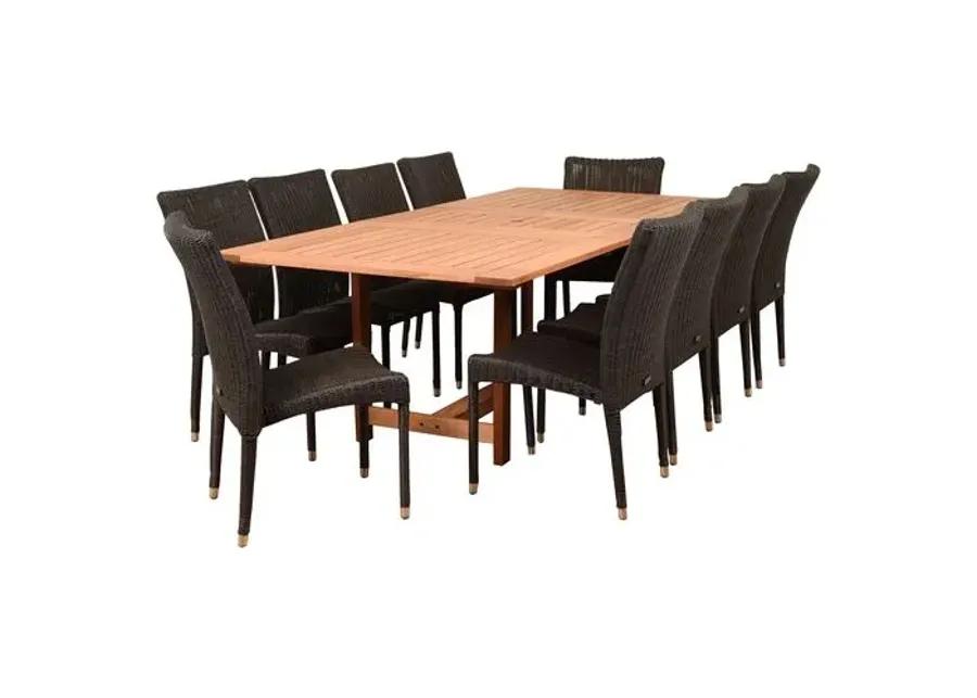 Catania 11-Pc Outdoor Dining Set - Natural/Distressed Gray