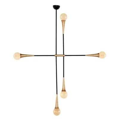 Watley 5-Light Chandelier - Brass/Black - Gold