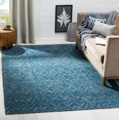 Zobelle Hand-Knotted Rug - Teal - Blue - Blue