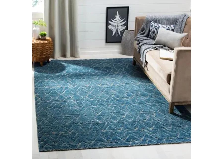 Zobelle Hand-Knotted Rug - Teal - Blue - Blue