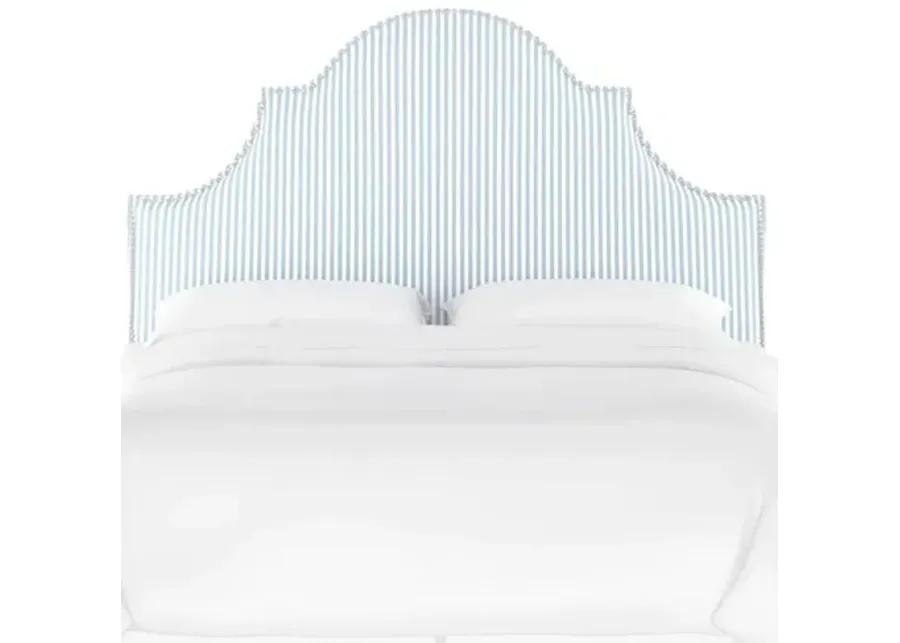 Hedren Headboard - Ticking Stripe - Handcrafted - Blue