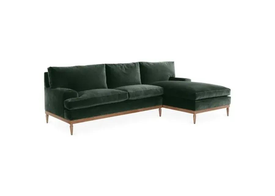 Sutton Velvet RF Sectional - Green