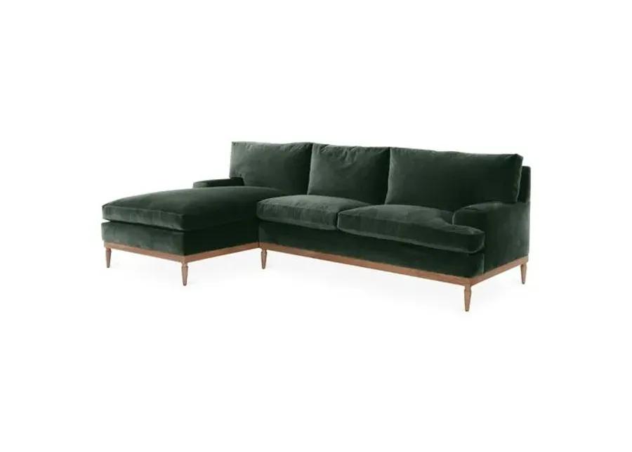 Sutton Velvet LF Sectional - Green