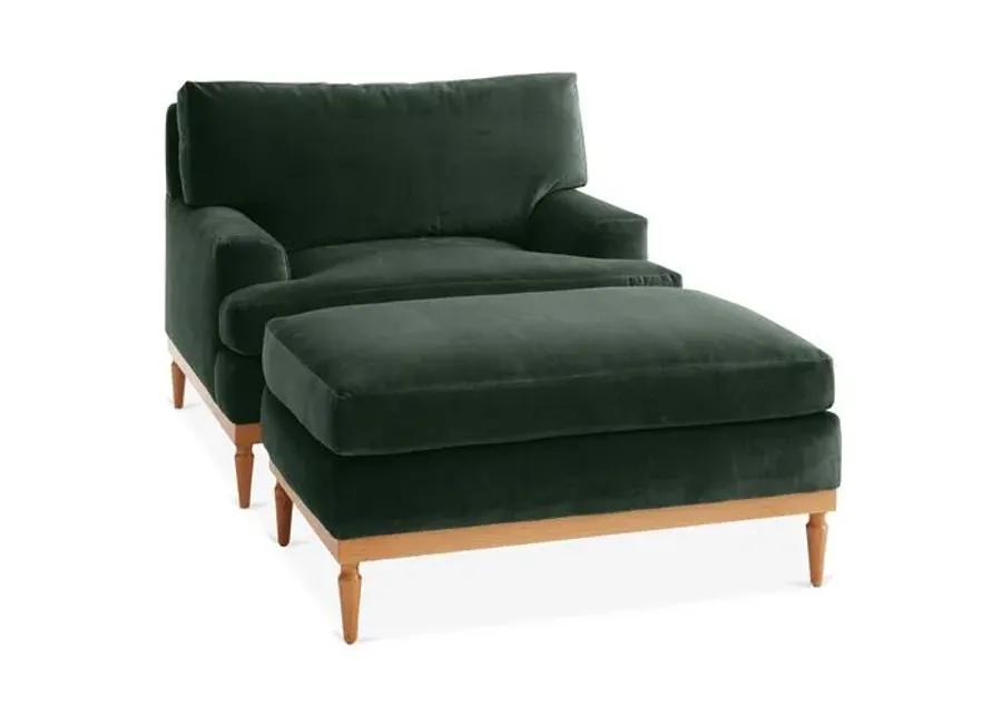 Sutton Velvet Club Chair & Ottoman Set