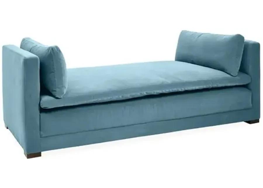 Elmore Velvet Daybed - Handcrafted - Blue - Comfortable, Sturdy