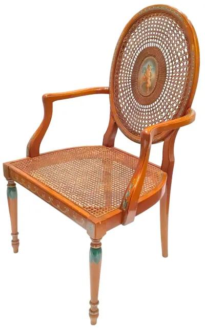 Cherub Medallion Hand-Painted Armchair - Vermilion Designs - Orange