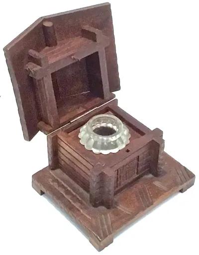 Antique Black Forest Log Cabin Inkwell - Vermilion Designs - Brown