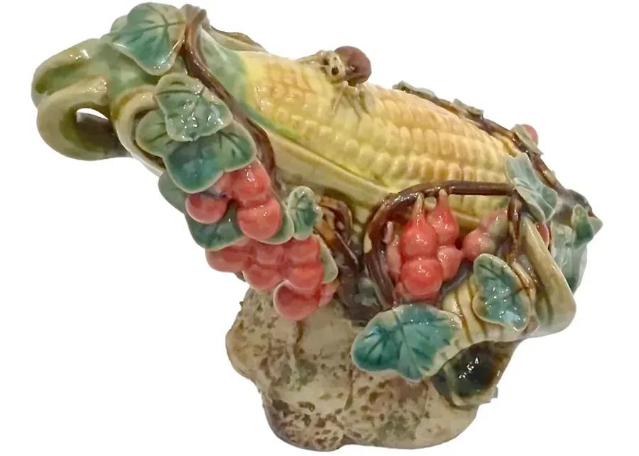 Majolica-Style Corn Sculpture - Vermilion Designs - Yellow