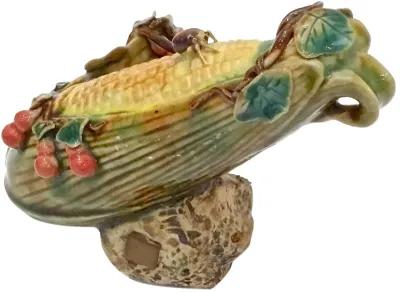 Majolica-Style Corn Sculpture - Vermilion Designs - Yellow