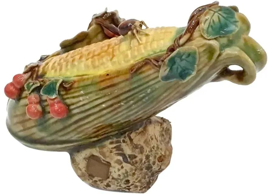 Majolica-Style Corn Sculpture - Vermilion Designs - Yellow