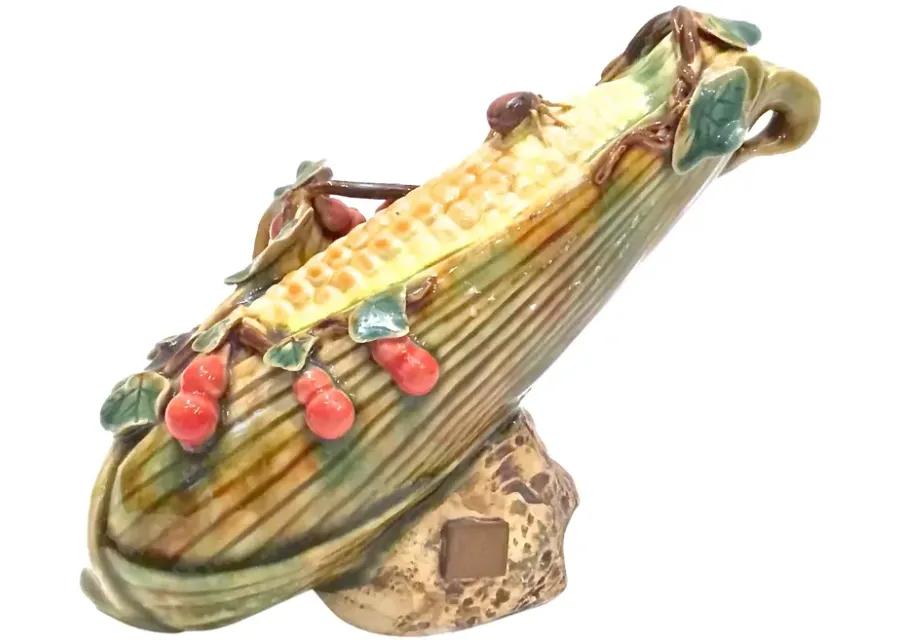 Majolica-Style Corn Sculpture - Vermilion Designs - Yellow