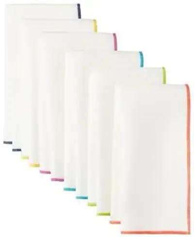 Set of 4 Bel Air Dinner Napkins - White/Turquoise - Mode Living