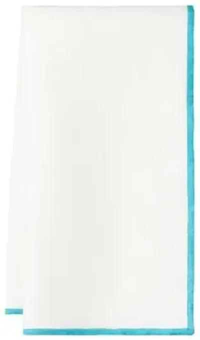 Set of 4 Bel Air Dinner Napkins - White/Turquoise - Mode Living