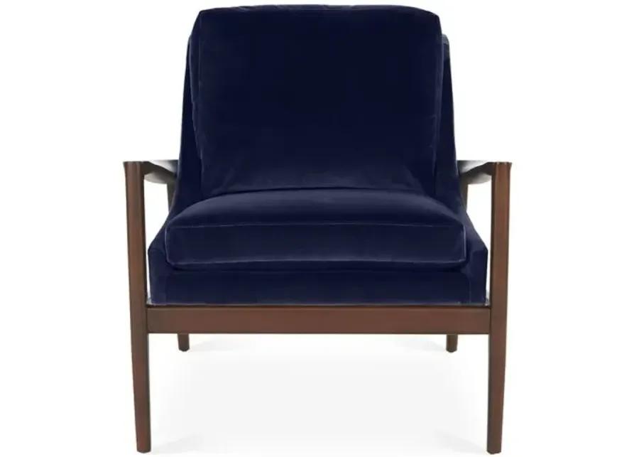 Ebonwood Accent Chair - Navy Velvet - Miles Talbott - Handcrafted - Blue, Comfortable, Durable, Velvet Upholstery