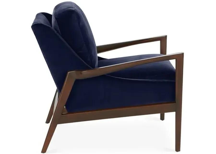 Ebonwood Accent Chair - Navy Velvet - Miles Talbott - Handcrafted - Blue, Comfortable, Durable, Velvet Upholstery