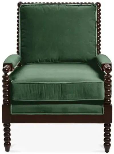 Bankwood Spindle Chair - Velvet - Miles Talbott - Handcrafted - Green