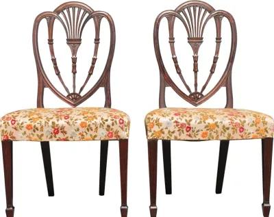 Sheraton Carved Side Chairs - Set of 2 - Something Vintage - Brown