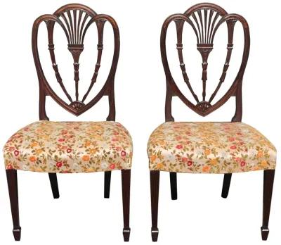 Sheraton Carved Side Chairs - Set of 2 - Something Vintage - Brown