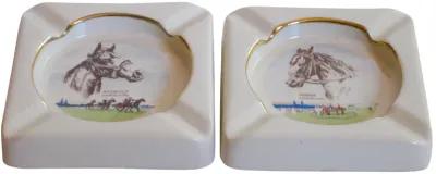 Assault and Ponder Horse Ashtrays - Set of 2 - The Emporium Ltd. - White