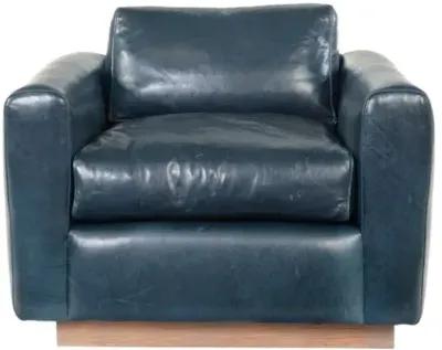 Furh Swivel Chair - Blue Leather - Community