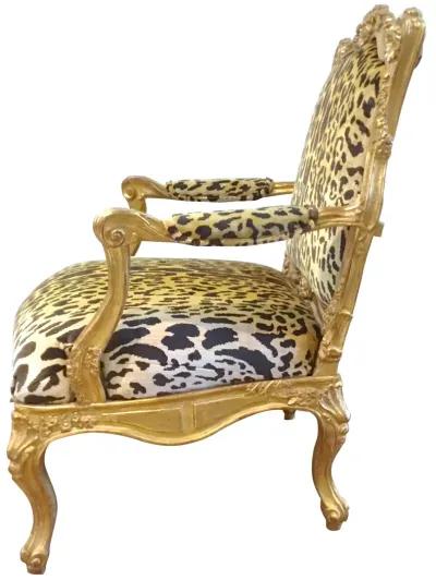 Rococo-Style Carved Giltwood Armchair - Vermilion Designs - gold