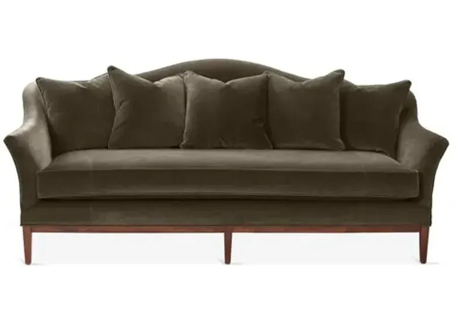 Eloise Camelback Sofa - Charcoal Velvet