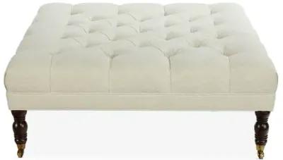 Nash Cocktail Ottoman - Parchment Crypton - Miles Talbott - Handcrafted - Ivory