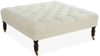 Nash Cocktail Ottoman - Parchment Crypton - Miles Talbott - Handcrafted - Ivory