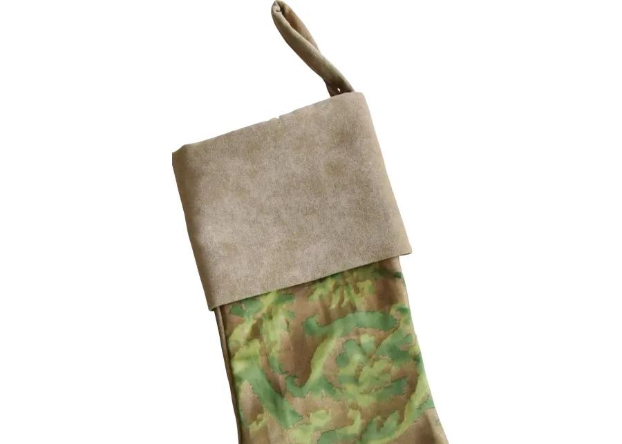 Italian Fortuny Christmas Stocking - Green