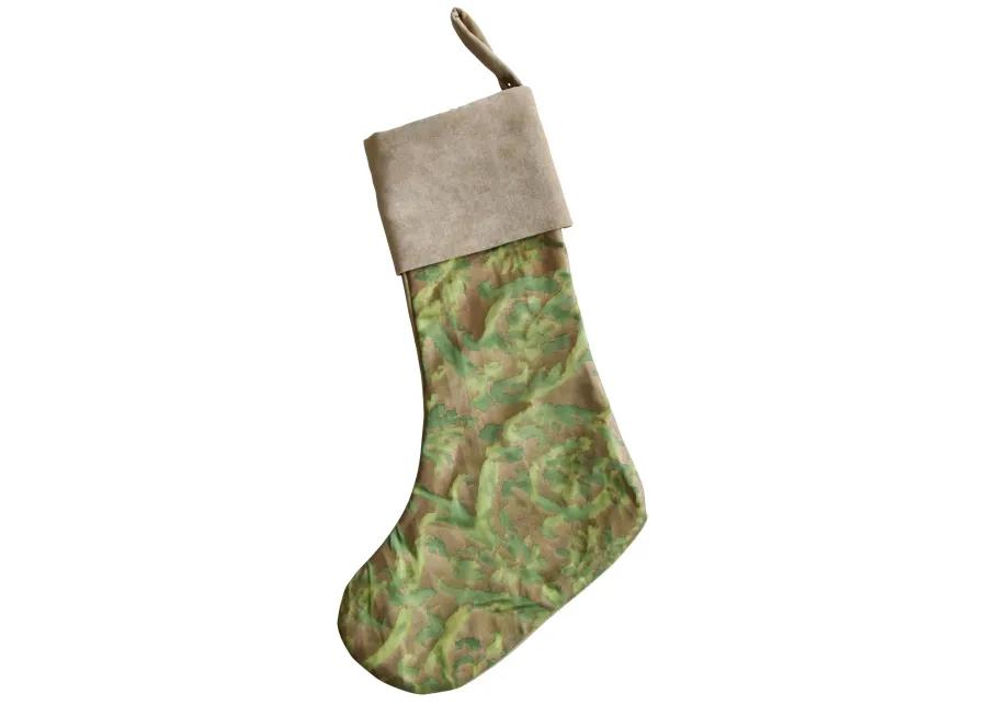 Italian Fortuny Christmas Stocking - Green