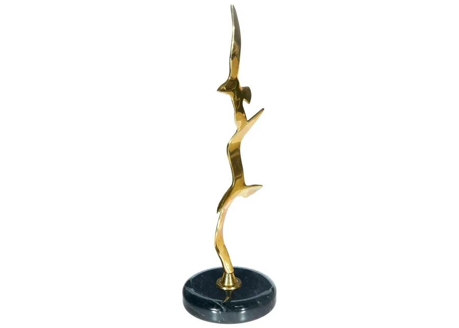 Brass & Marble Seagull Figurine - 2-b-Modern - White