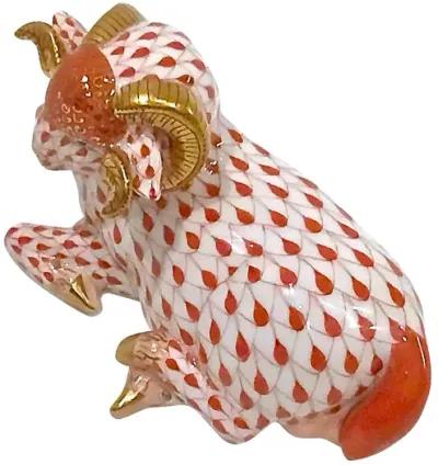 Herend Porcelain Ram Figurine - Vermilion Designs - Orange