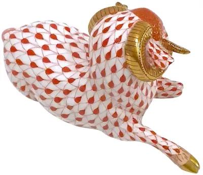 Herend Porcelain Ram Figurine - Vermilion Designs - Orange