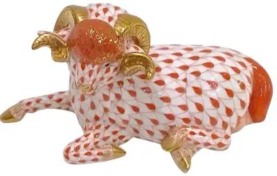 Herend Porcelain Ram Figurine - Vermilion Designs - Orange