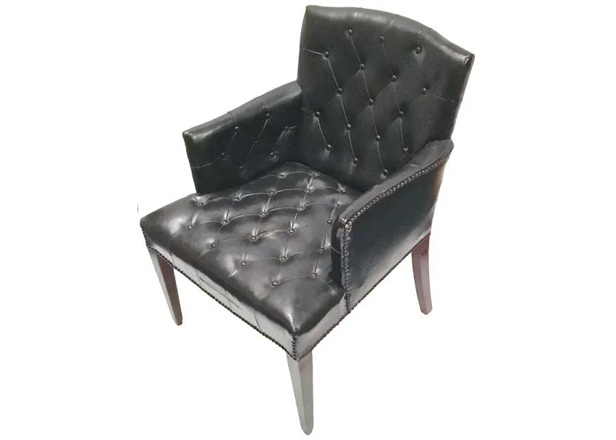 Tufted Leather Bergère - Vermilion Designs - Black