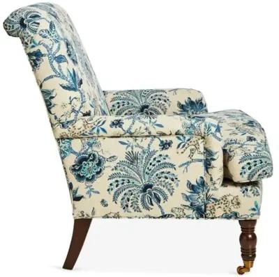 Abigail Club Chair - Indigo/Ivory Linen - Miles Talbott