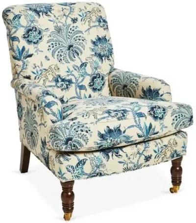 Abigail Club Chair - Indigo/Ivory Linen - Miles Talbott