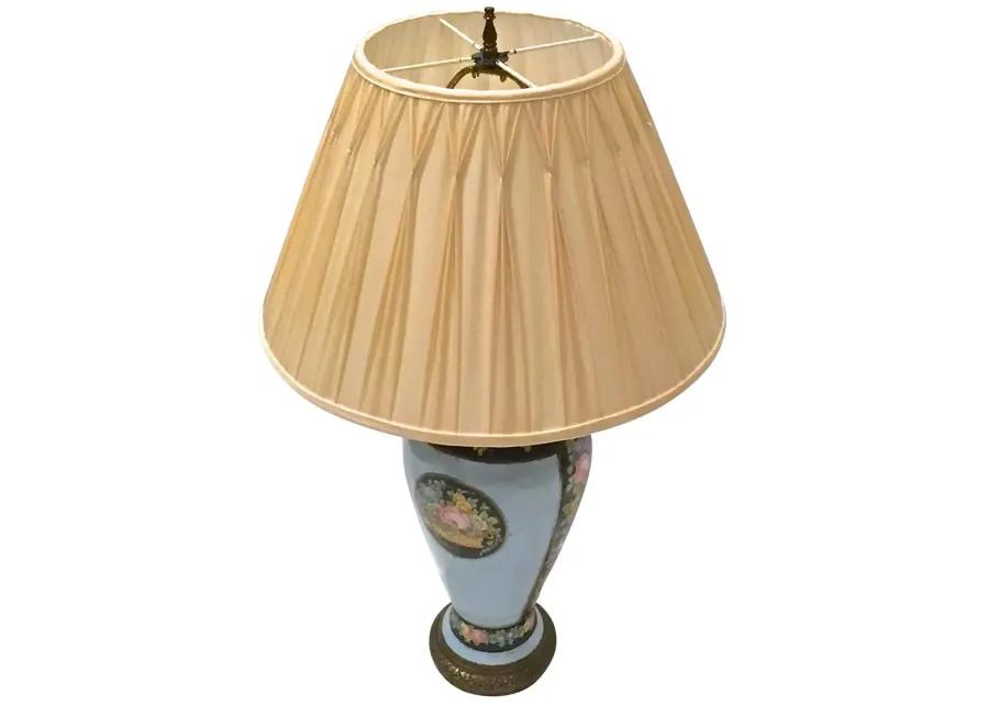 Hand-Painted Porcelain Floral Lamp - Vermilion Designs