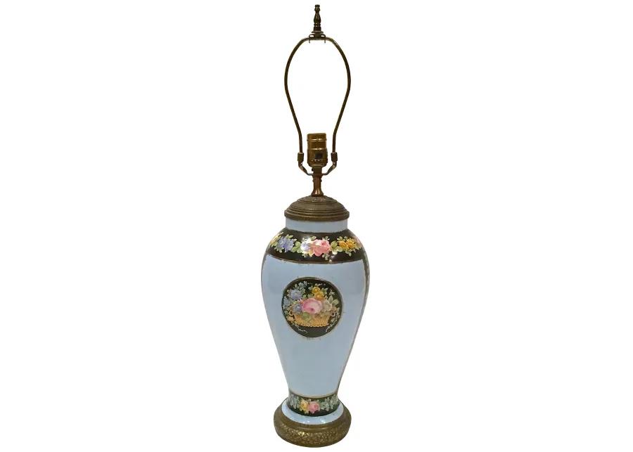 Hand-Painted Porcelain Floral Lamp - Vermilion Designs