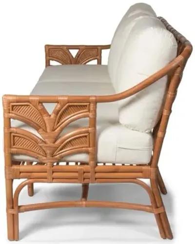 Palm Leaf Rattan Sofa - Off-White