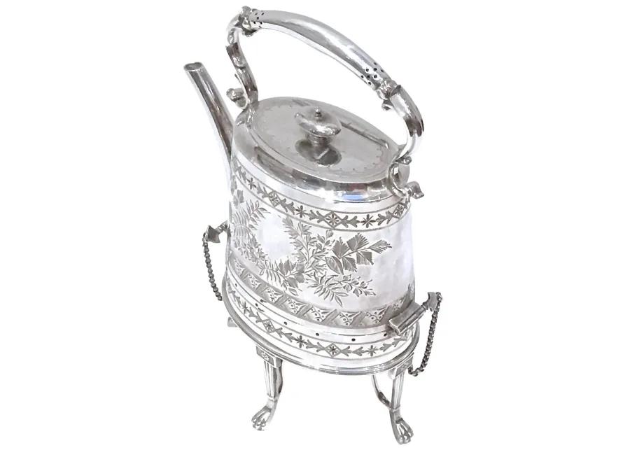 Aesthetic Movement Kettle & Warming Base - Vermilion Designs - silver