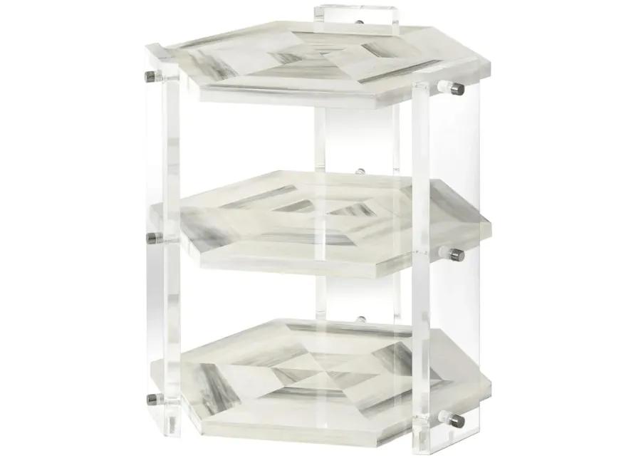 Quadrilateral Tiered Side Table - Ivory - Theodore Alexander