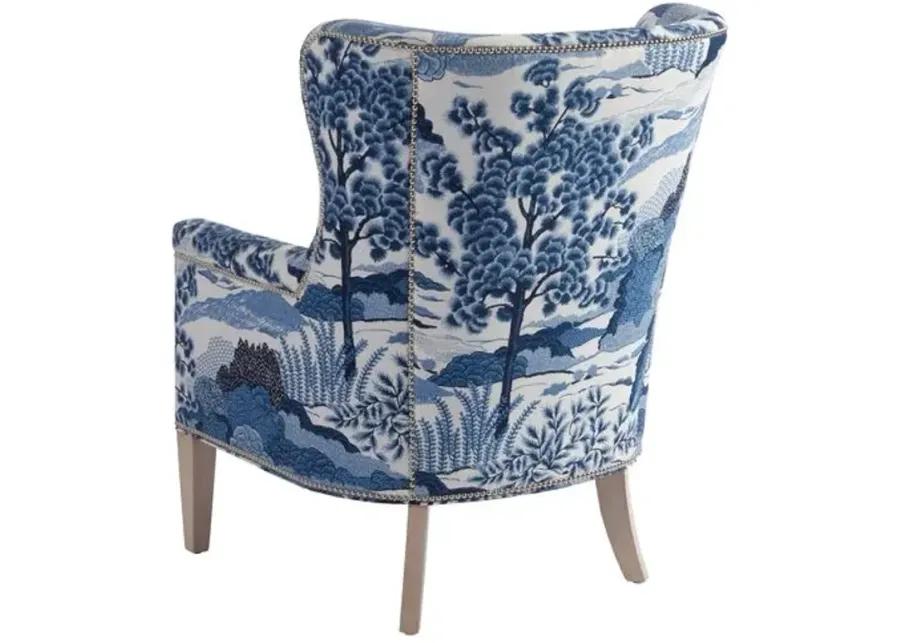 Avery Wingback Chair - Blue/White Linen - Barclay Butera - Comfortable, Stylish