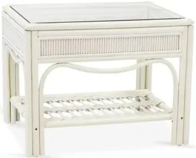 Bermuda Rattan Side Table - White - South Sea Rattan - Clear